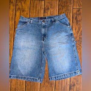 Vintage BUGLE BOY Men's Blue Carpenter Jeans Shorts Size 38